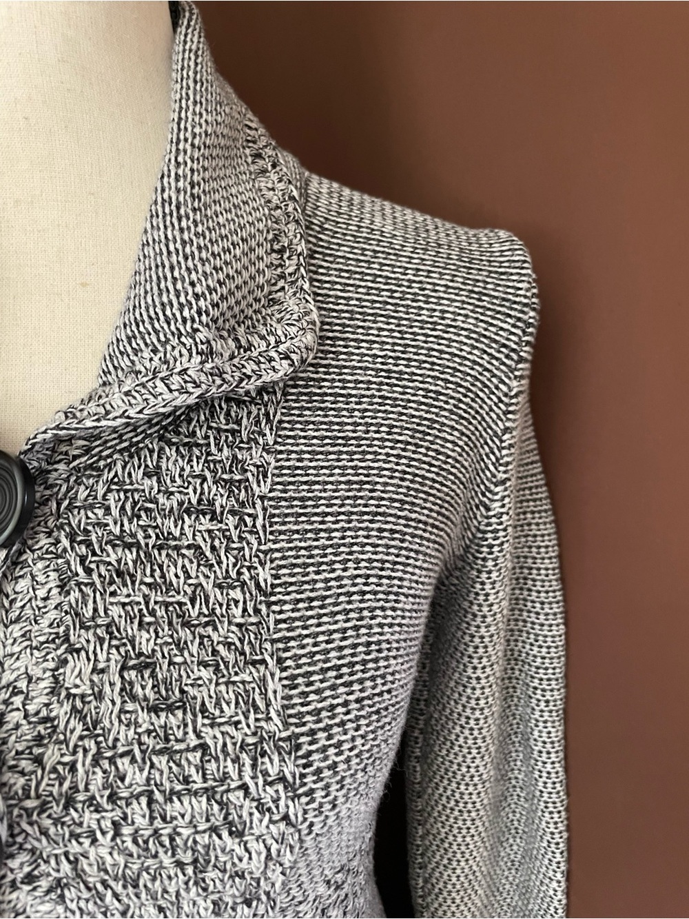 NIC+ZOE Knit gray fitted button front cotton blend Sweater Jacket cardigan XS/S - Picture 7 of 11